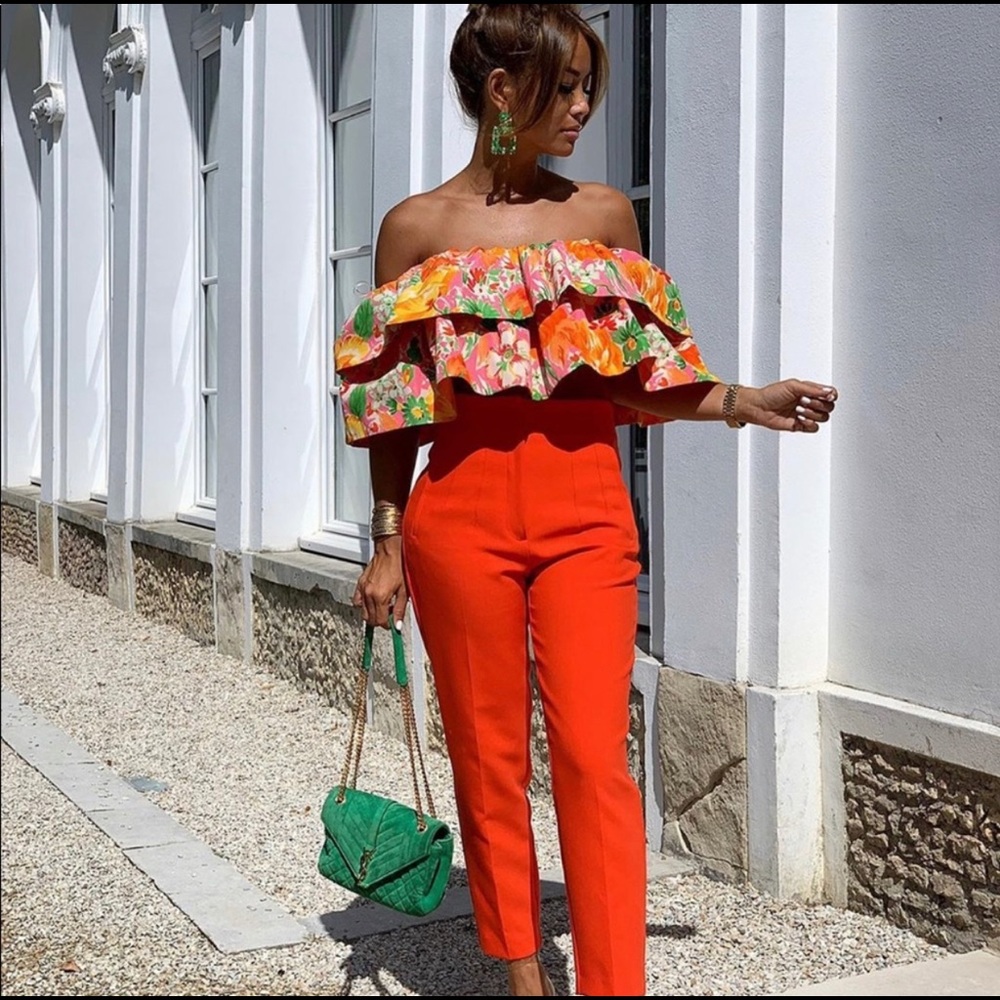 Zara Orange Pants with Darts